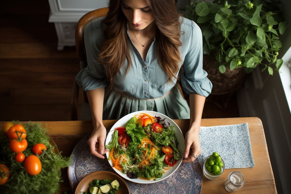 Healthy salad adult plant woman. AI generated Image by rawpixel.