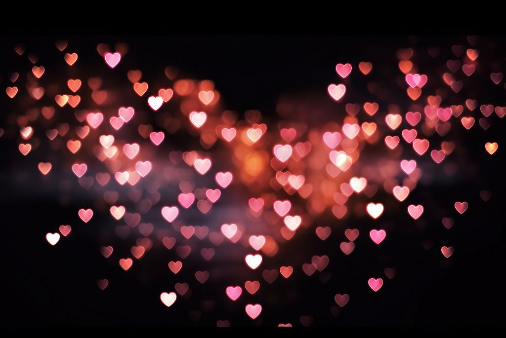 Heart bokeh effect, black background, AI generated image by rawpixel