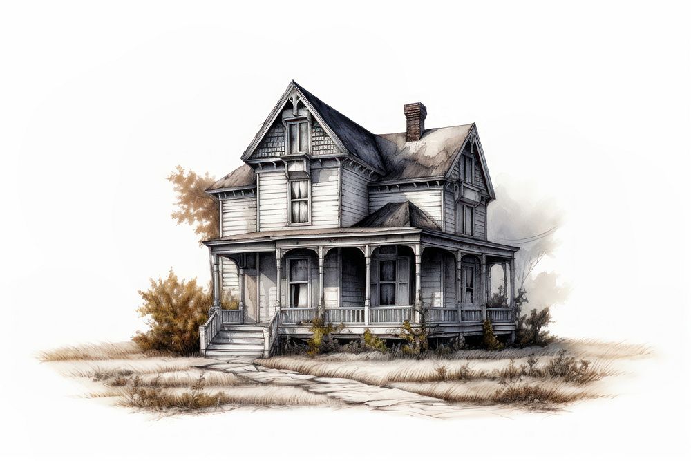 Old house drawing architecture building. AI generated Image by rawpixel.