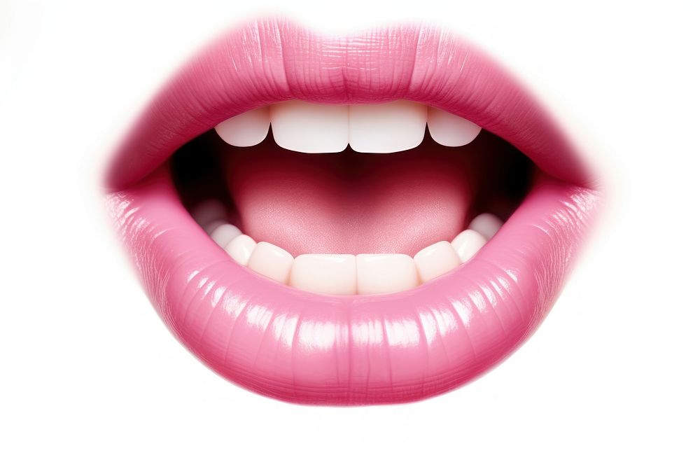 Open mouth lipstick teeth pink. AI generated Image by rawpixel.