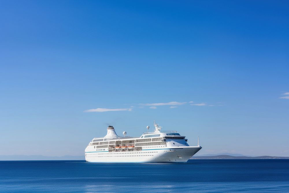 White cruise ship outdoors vehicle nature. AI generated Image by rawpixel.