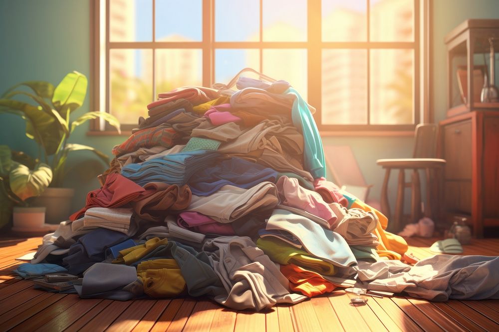 Discarded clothes furniture laundry relaxation. AI generated Image by rawpixel.
