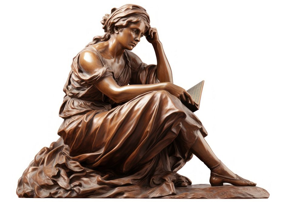 Philosopher lady sculpture statue bronze. AI generated Image by rawpixel.