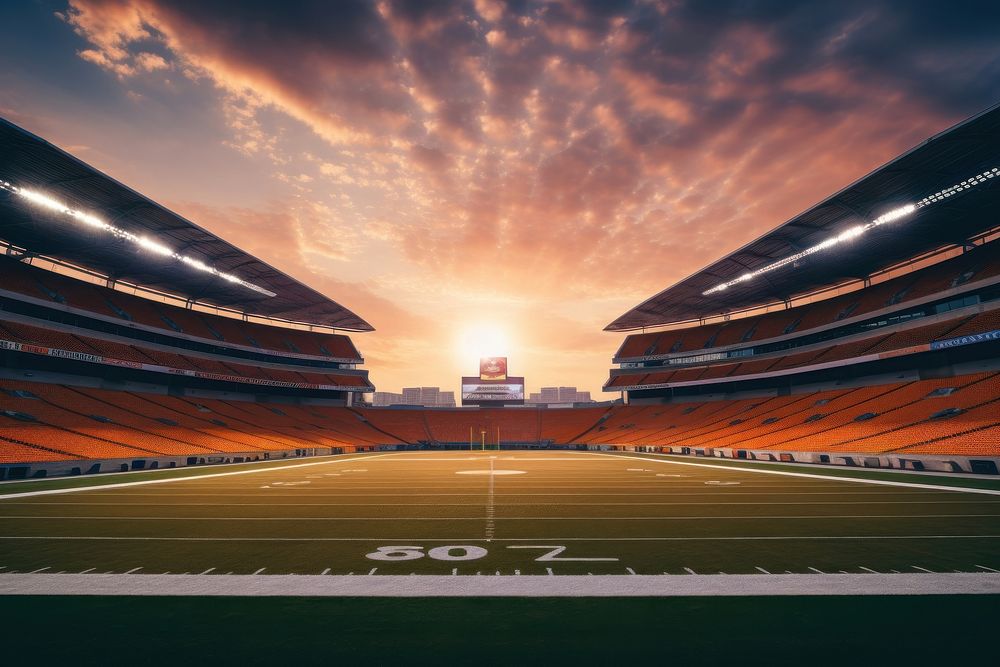 American football stadium sunset sports american football. AI generated Image by rawpixel.