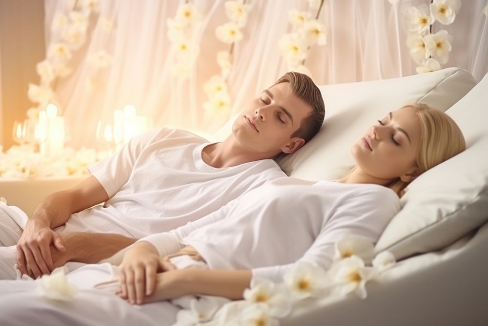 Spa blanket bed togetherness. AI generated Image by rawpixel.