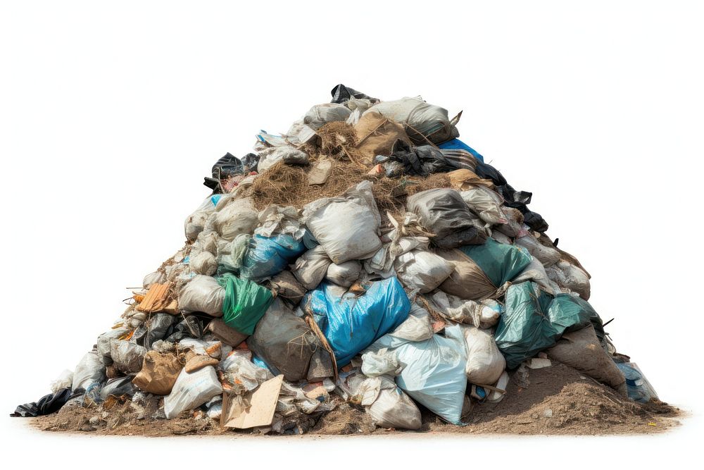Garbage dump white background accessories pollution. AI generated Image by rawpixel.