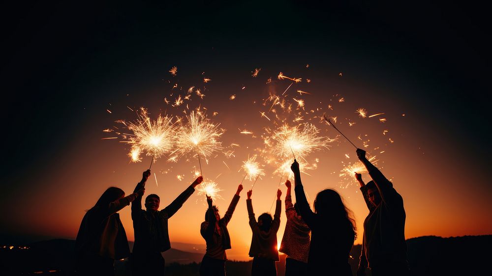 People celebrating New Year fireworks outdoors adult. AI generated Image by rawpixel.