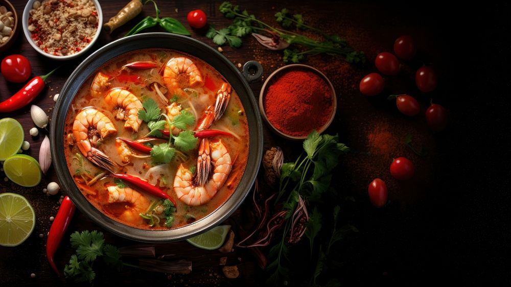 Tom Yum Kung food meal dish. AI generated Image by rawpixel.