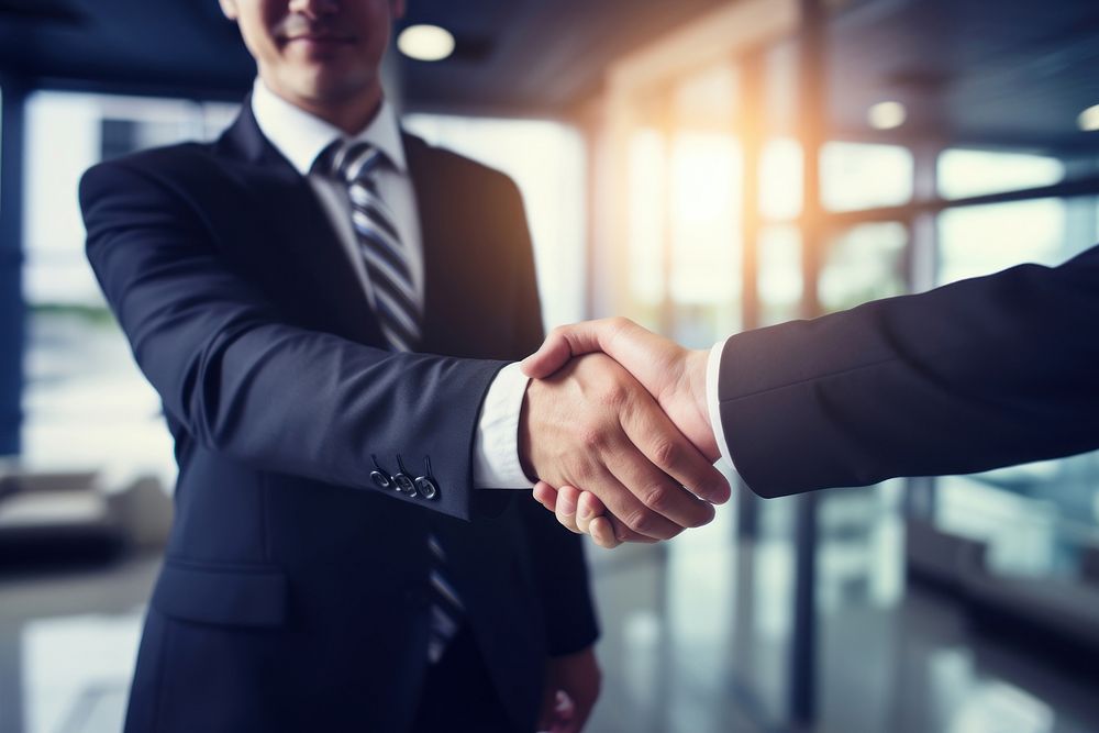 Business men hand handshake adult. 