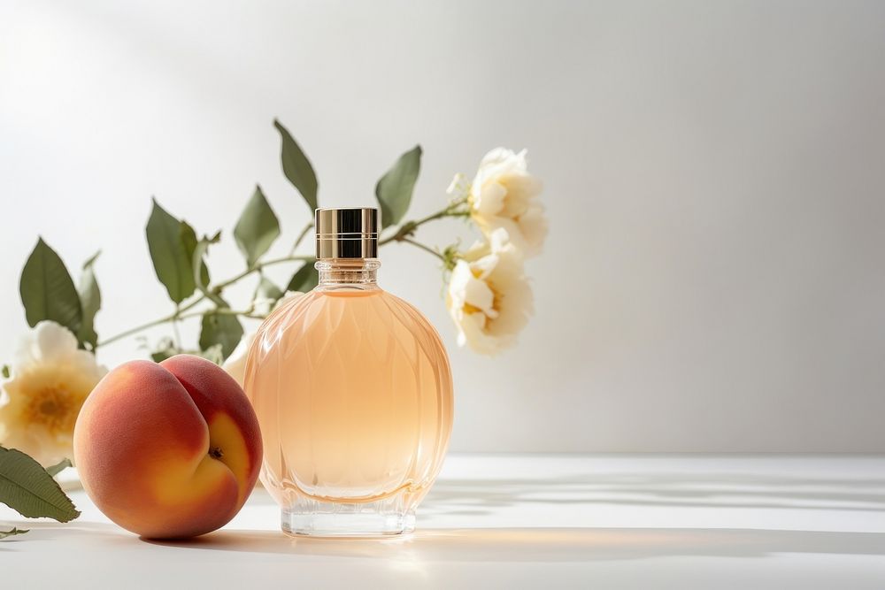Peach perfume bottle cosmetics. AI generated Image by rawpixel.