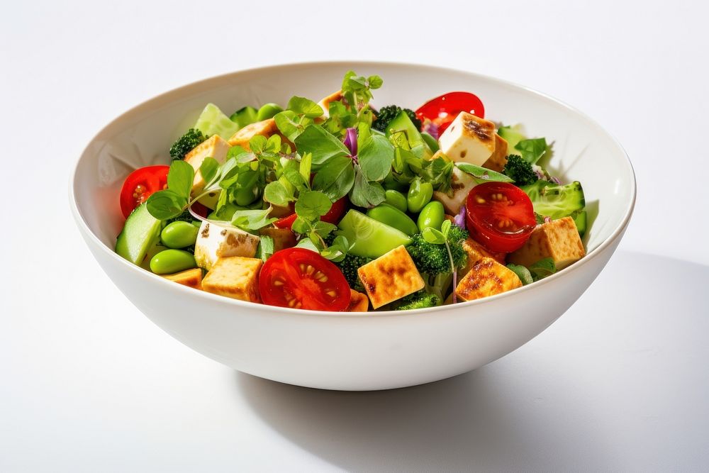 Silken Tofu Salad salad food bowl. AI generated Image by rawpixel.