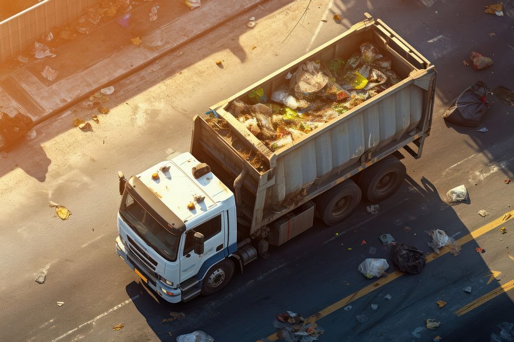 Garbage Truck truck vehicle road. AI generated Image by rawpixel.