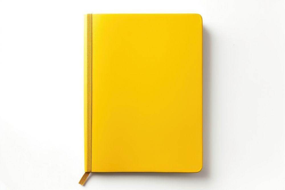 Notebook yellow diary white background. AI generated Image by rawpixel.