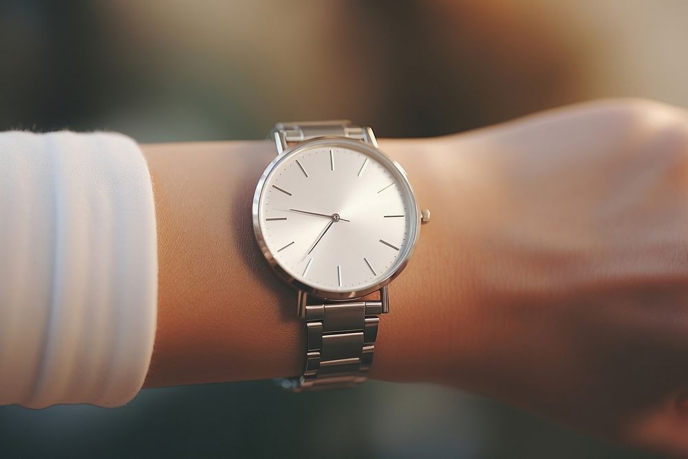 Minimal watch wristwatch hand arm. AI generated Image by rawpixel.
