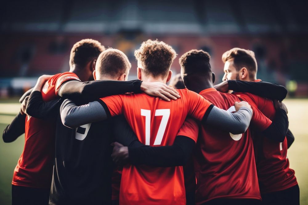 Football team teamwork adult togetherness. AI generated Image by rawpixel.