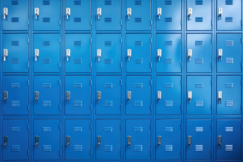 High school lockers architecture building blue. 