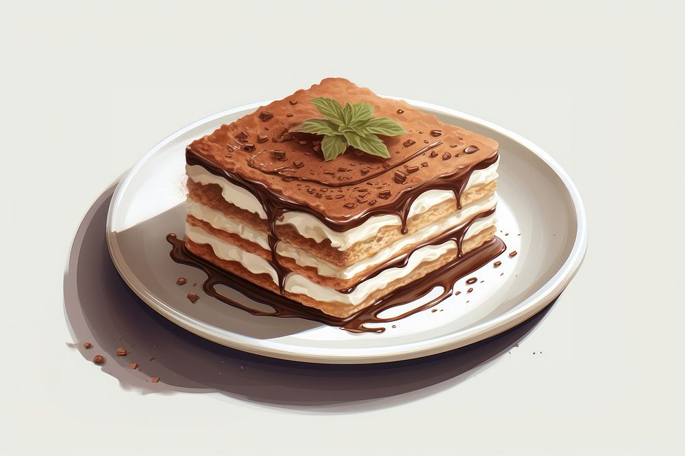 Tiramisu dessert pancake plate. AI generated Image by rawpixel.