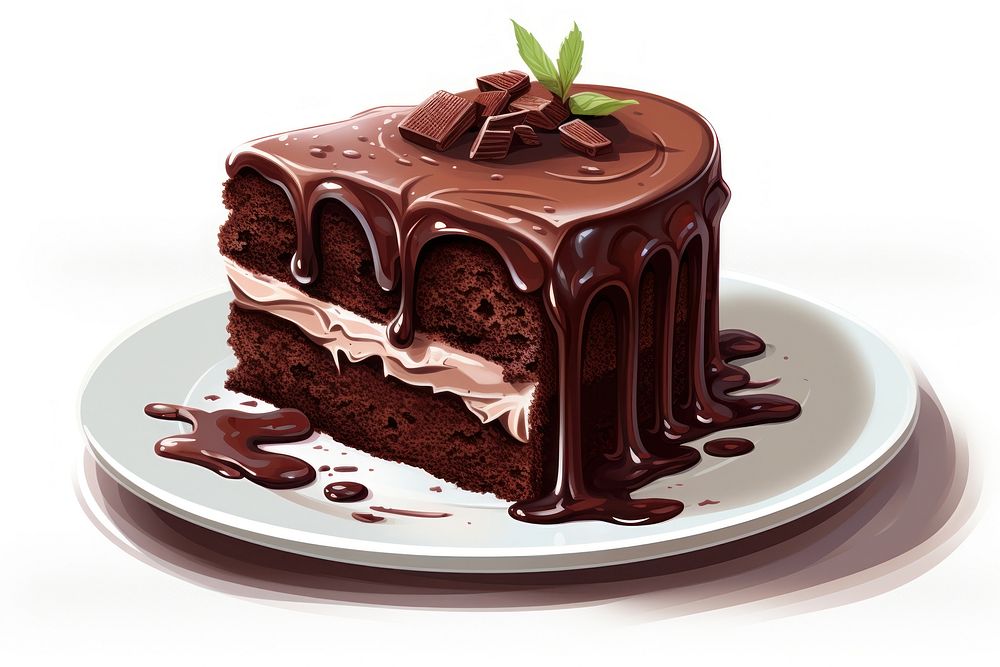 Chocolate cake dessert cream food. 