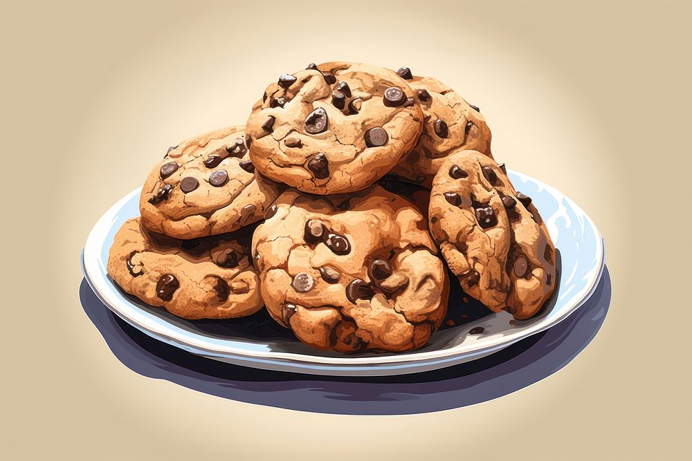 Chocolate chip cookies dessert food confectionery. AI generated Image by rawpixel.