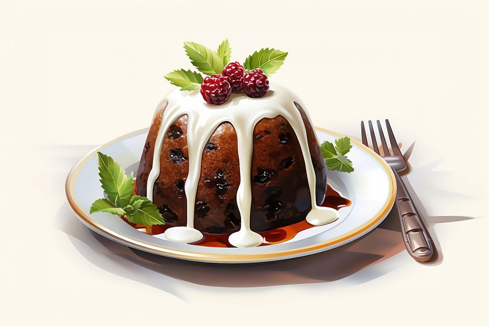 Christmas pudding dessert fruit plate. AI generated Image by rawpixel.