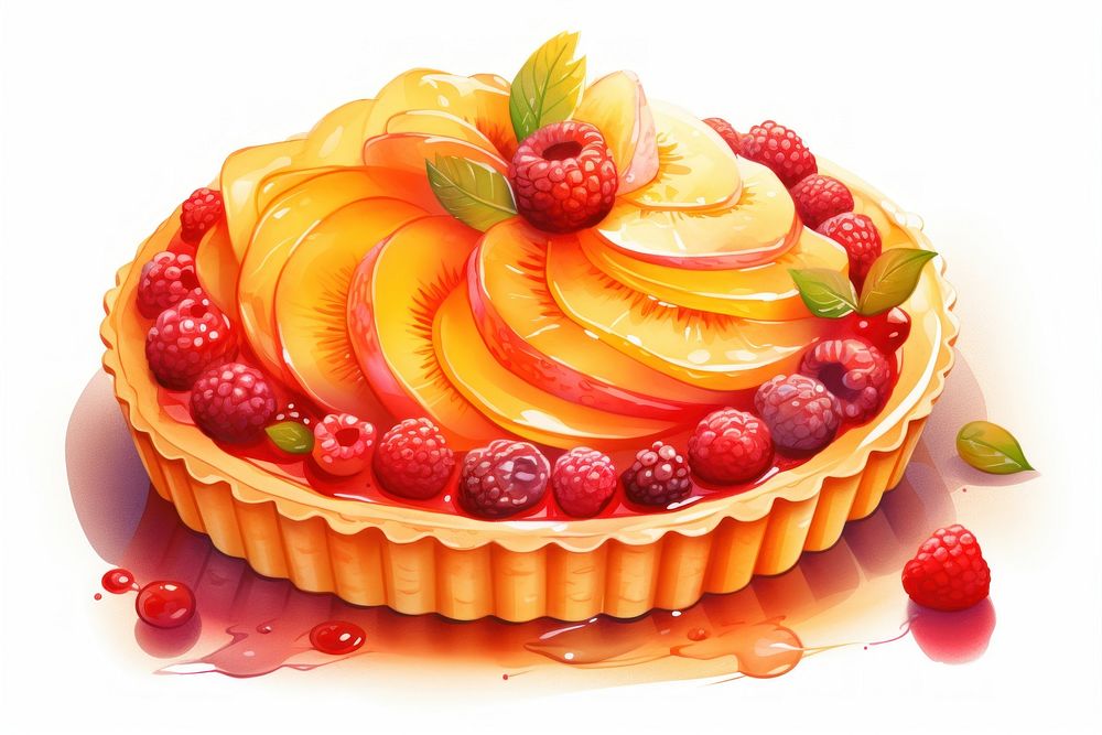 Fruit tart raspberry dessert cream. AI generated Image by rawpixel.