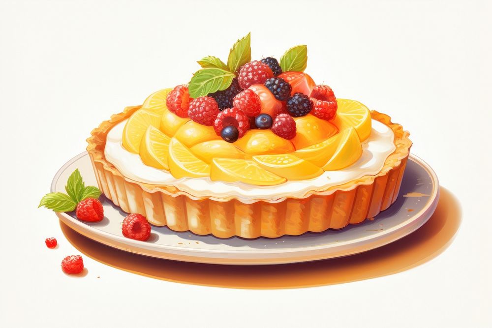 Fruit tart raspberry dessert pastry. AI generated Image by rawpixel.