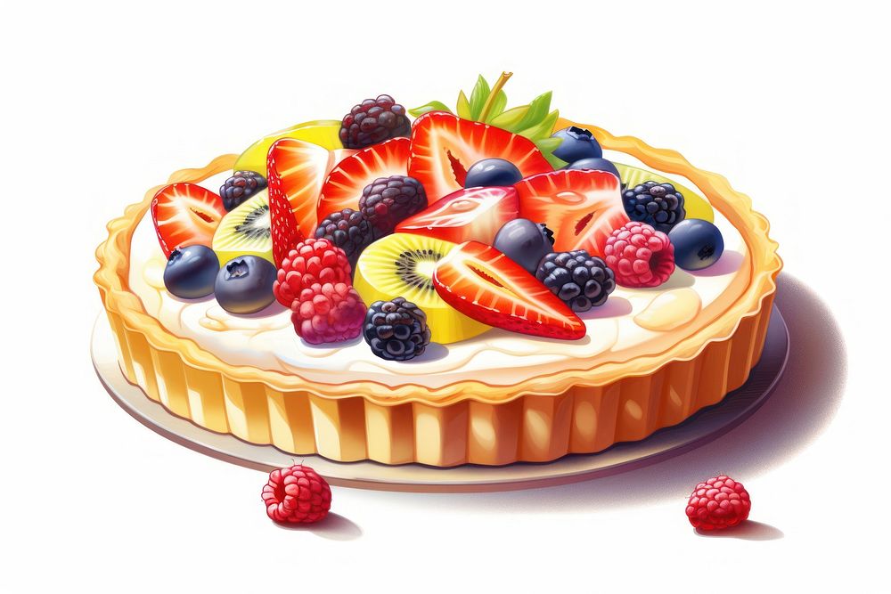 Fruit tart raspberry blueberry dessert. AI generated Image by rawpixel.