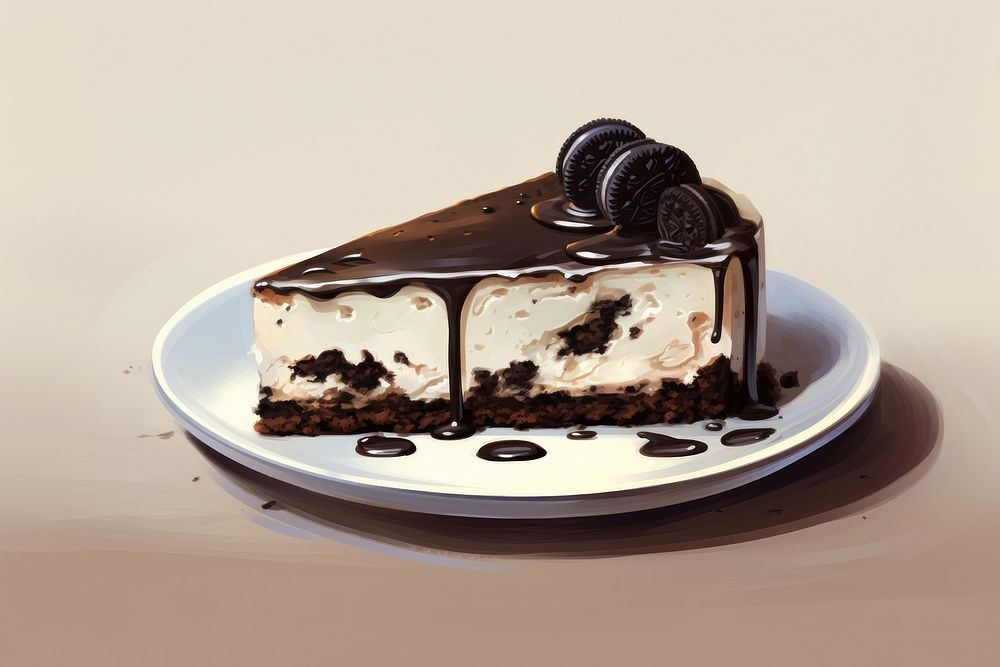 Orea cheesecake dessert plate food. AI generated Image by rawpixel.