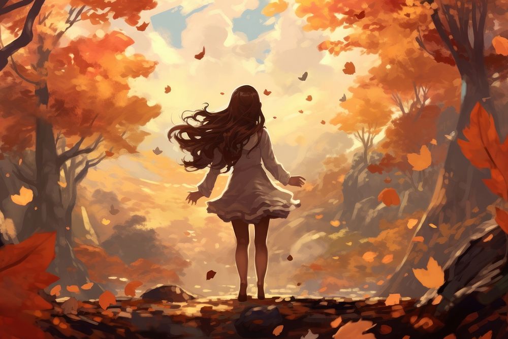Fall outdoors anime tranquility. AI generated Image by rawpixel.