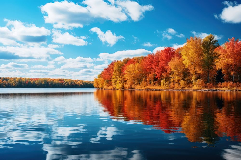 Fall lake landscape outdoors nature. AI generated Image by rawpixel.