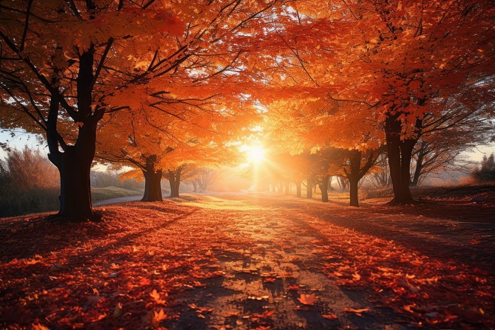 Fall nature autumn light day. AI generated Image by rawpixel.