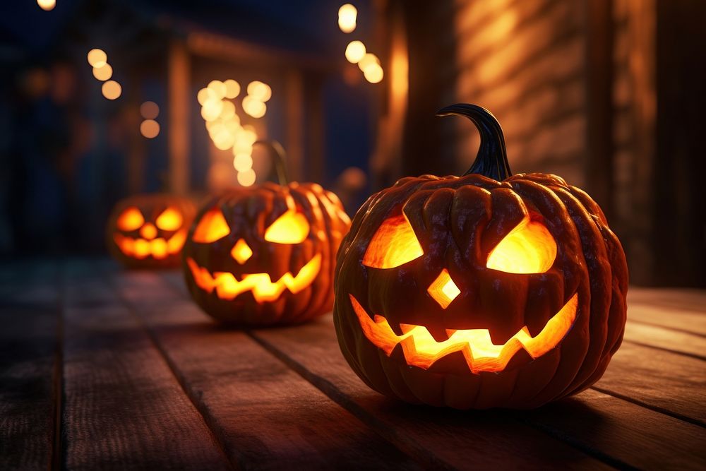 Halloween glowing lantern night. AI generated Image by rawpixel.