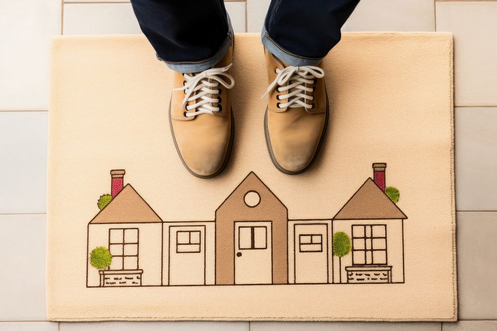 Beige house mat shoe footwear pattern. AI generated Image by rawpixel.