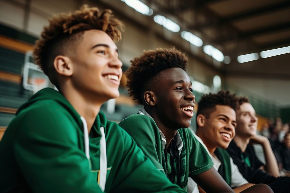 Basketball team cheerful adult green. 