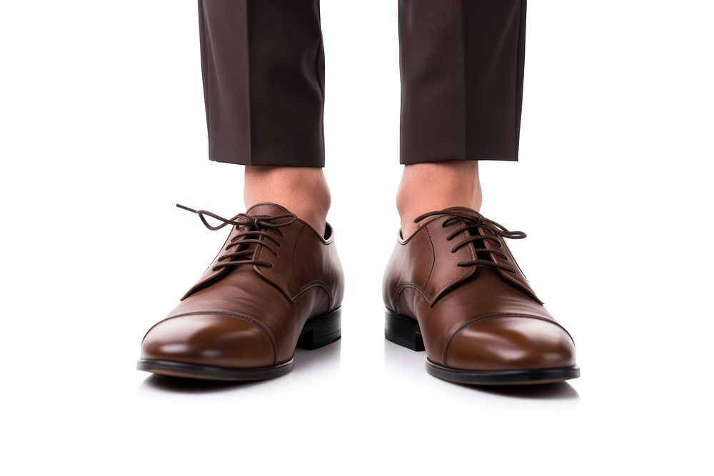 Brown leather shoes footwear white background standing. AI generated Image by rawpixel.