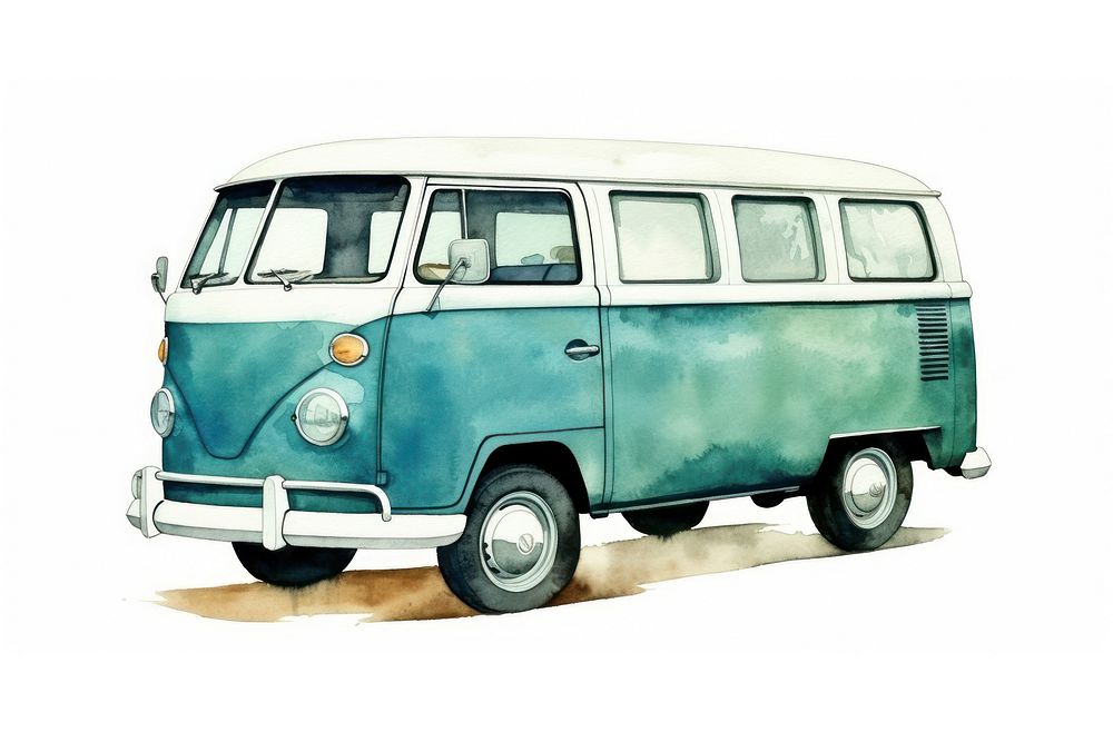 Vintage van vehicle minibus car. AI generated Image by rawpixel.