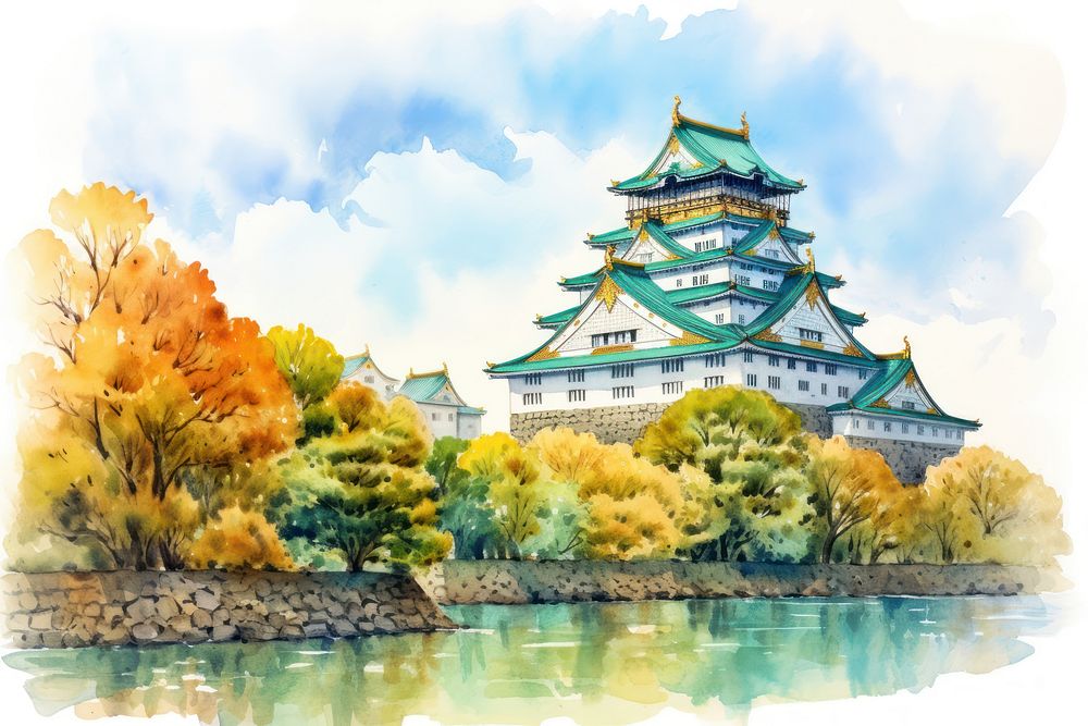 Osaka Castle architecture building outdoors. AI generated Image by rawpixel.