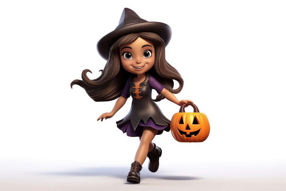 Witch costume girl cartoon anthropomorphic. AI generated Image by rawpixel.