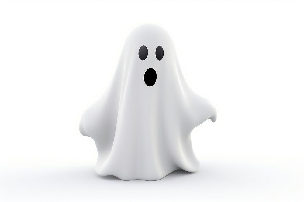 Ghost cartoon white white background. AI generated Image by rawpixel.