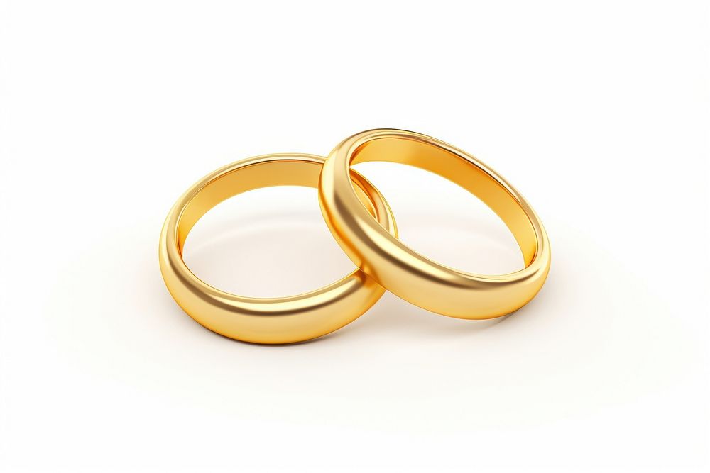 Two golden ring jewelry love white background. AI generated Image by rawpixel.