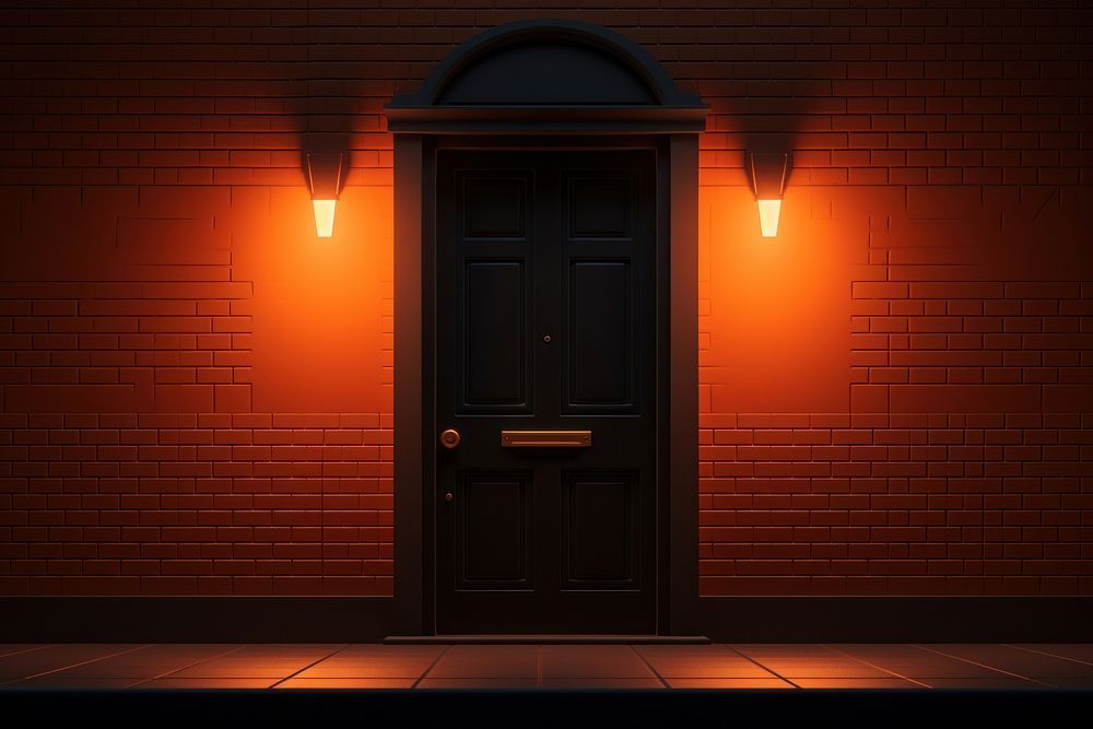 Front door lighting night black. AI generated Image by rawpixel.