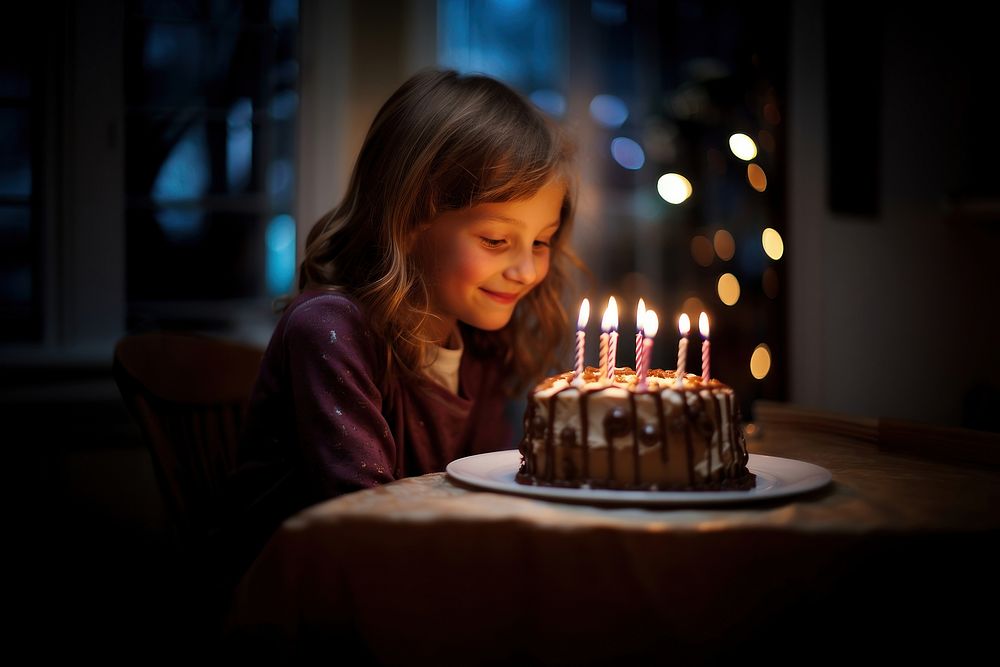Enjoys birthday cake dessert candle party. AI generated Image by rawpixel.