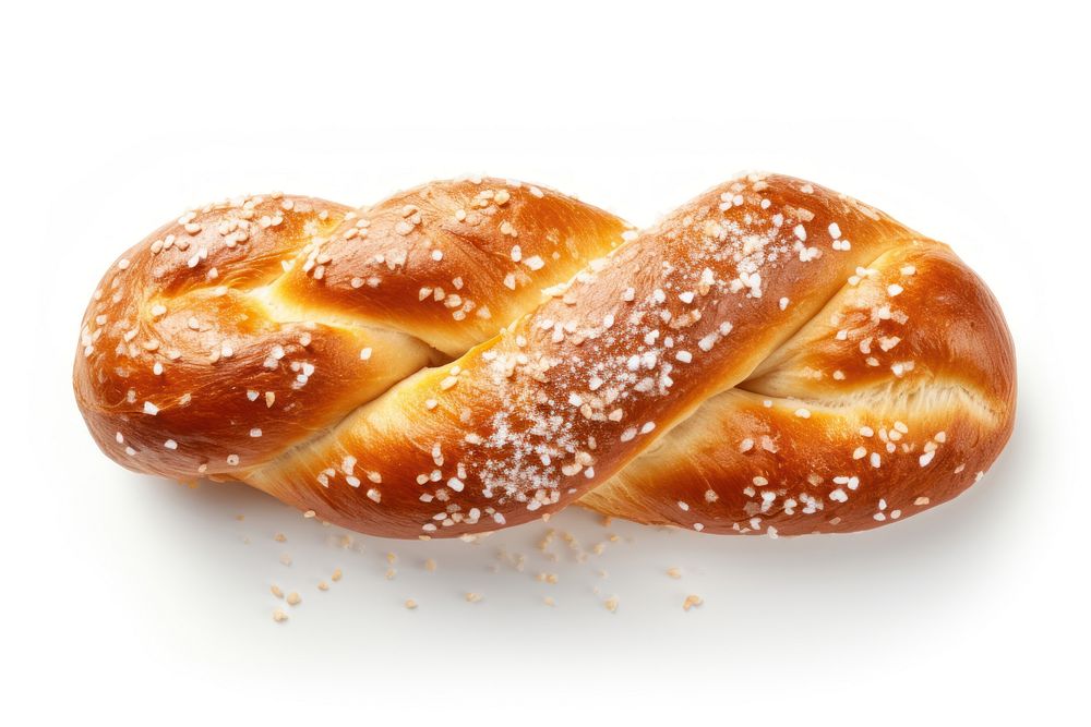 A german pretzel bread food white background. AI generated Image by rawpixel.