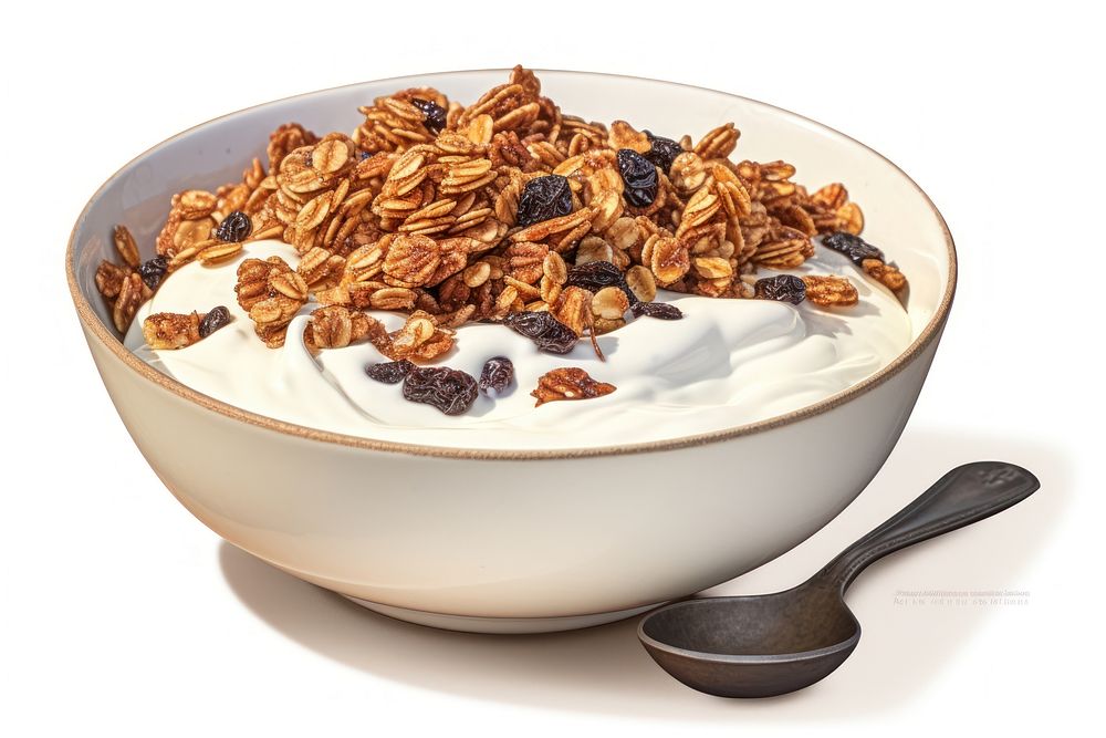 Bowl granola spoon food. AI generated Image by rawpixel.