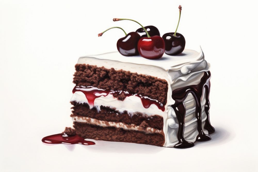 German blackforest cake dessert fruit cream. AI generated Image by rawpixel.