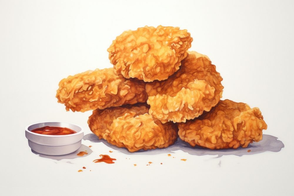 Chicken nuggets food croquette condiment. AI generated Image by rawpixel.