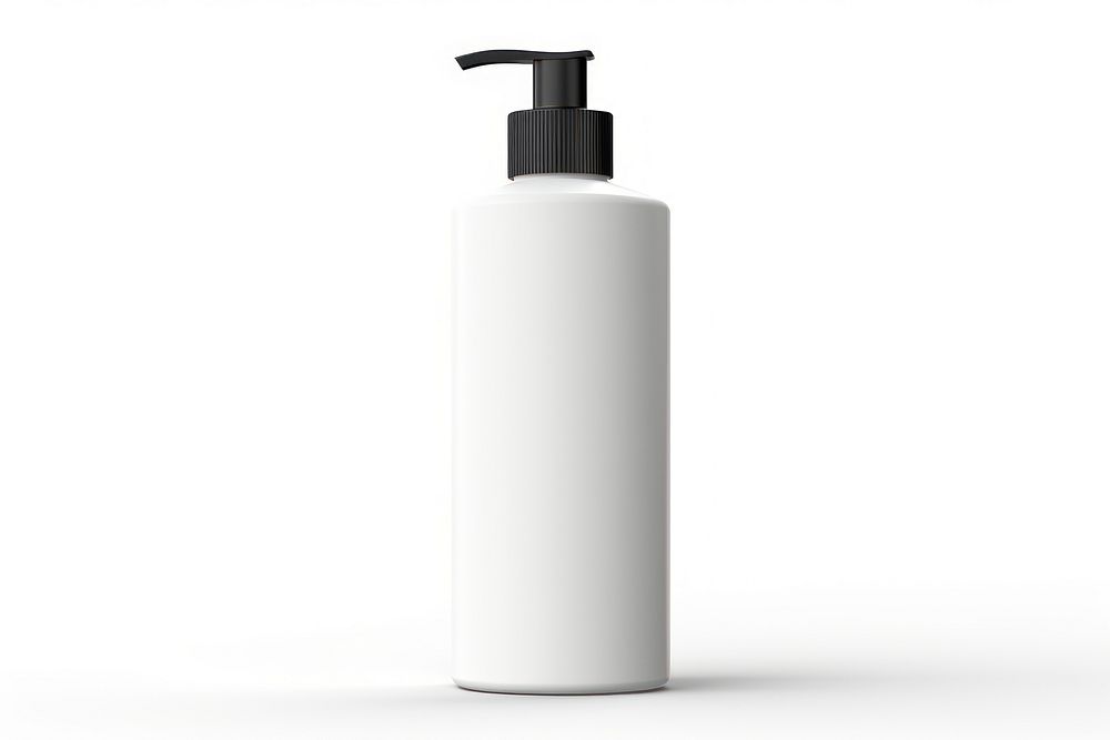 Dispenser pump cylinder bottle white background. 