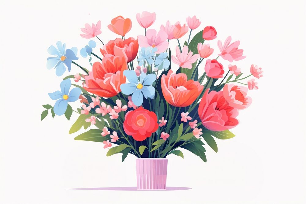 Flower bouquet art cartoon. AI generated Image by rawpixel.