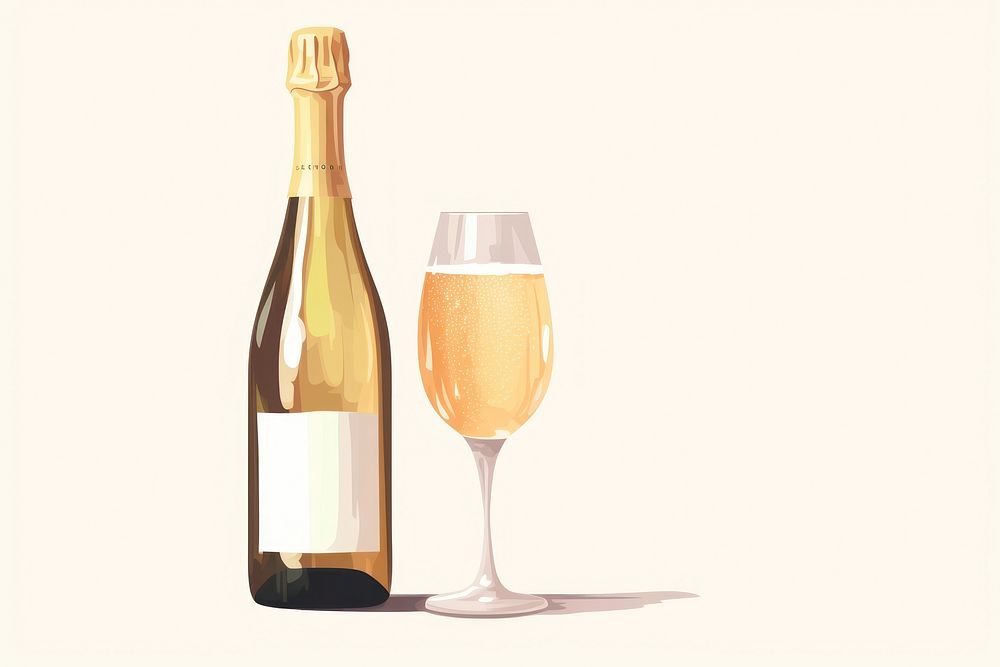 Bottle champagne glass drink. AI generated Image by rawpixel.