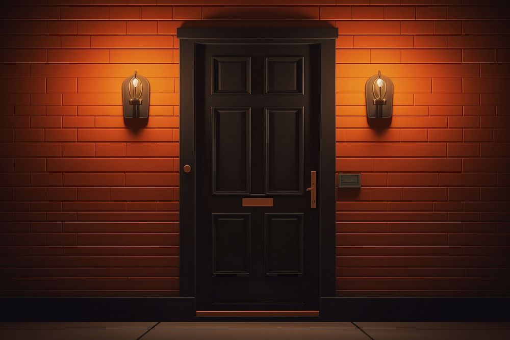 Front door architecture illuminated decoration. AI generated Image by rawpixel.
